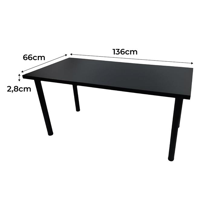 Písací Stôl Low Loft Čierna 136x66x2,8 Model 0