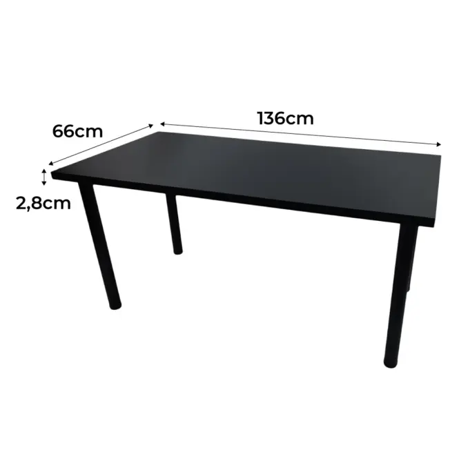 Písací Stôl Low Loft Čierna 136x66x2,8 Model 0,2