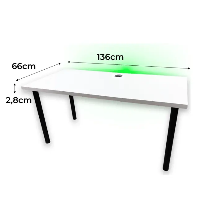 Písací Stôl Low Loft Biely 136x66x2,8 Model 2,2