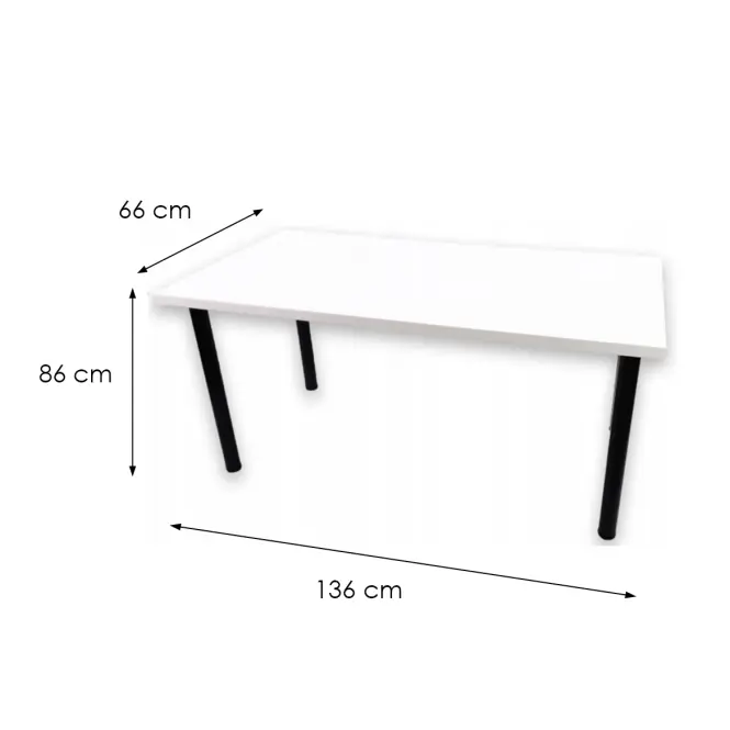 Písací Stôl Low Loft Biely 136x66x2,8 Model 0,3