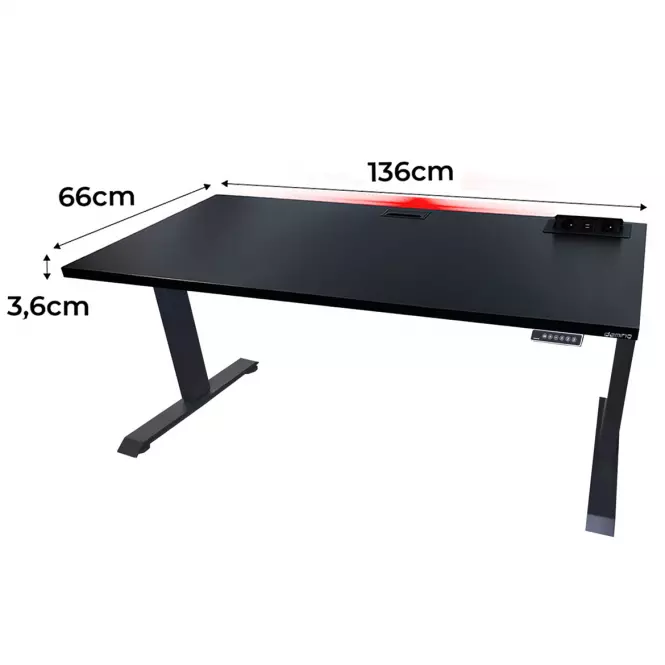 Písací Stôl Top Elektr. Čierna 136x66x3,6 Model 3