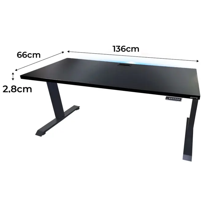 Písací Stôl Top Elektr. Čierna 136x66x2,8 Model 2,2