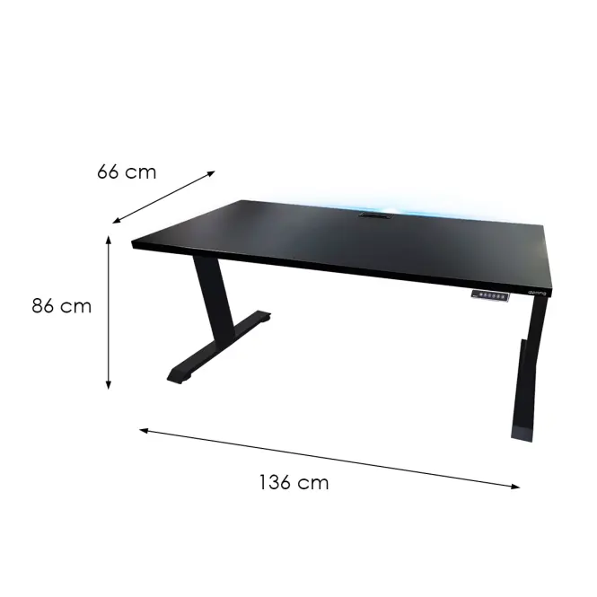 Písací Stôl Top Elektr. Čierna 136x66x2,8 Model 2,3