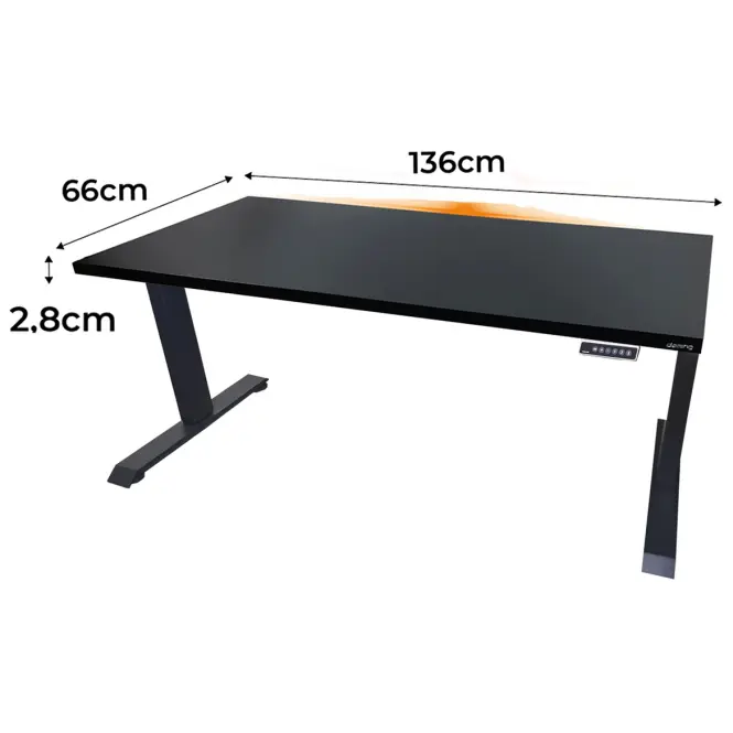 Písací Stôl Top Elektr. Čierna 136x66x2,8 Model 1,2