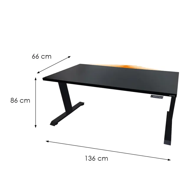 Písací Stôl Top Elektr. Čierna 136x66x2,8 Model 1,3
