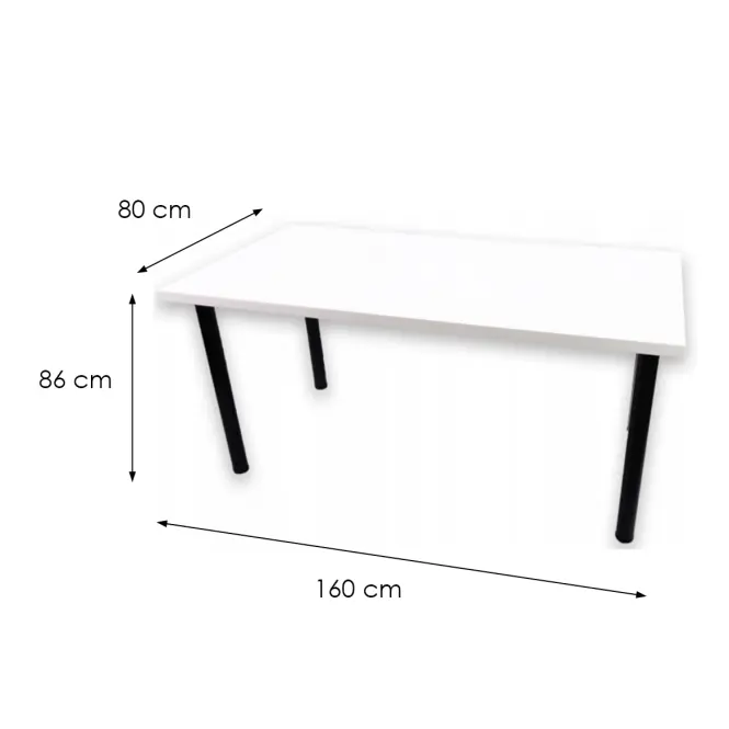 Písací Stôl Low Biely 160x80x3,6 Model 0,3