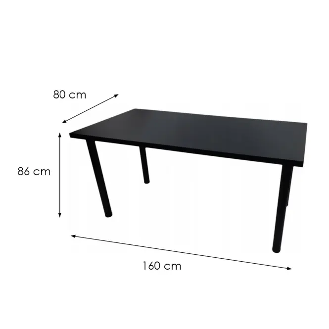 Písací Stôl Low Čierna 160x80x3,6 Model 0,3