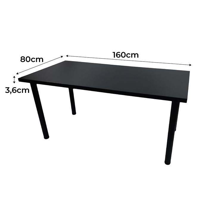 Písací Stôl Top Čierna 160x80x3,6 Model 0,2
