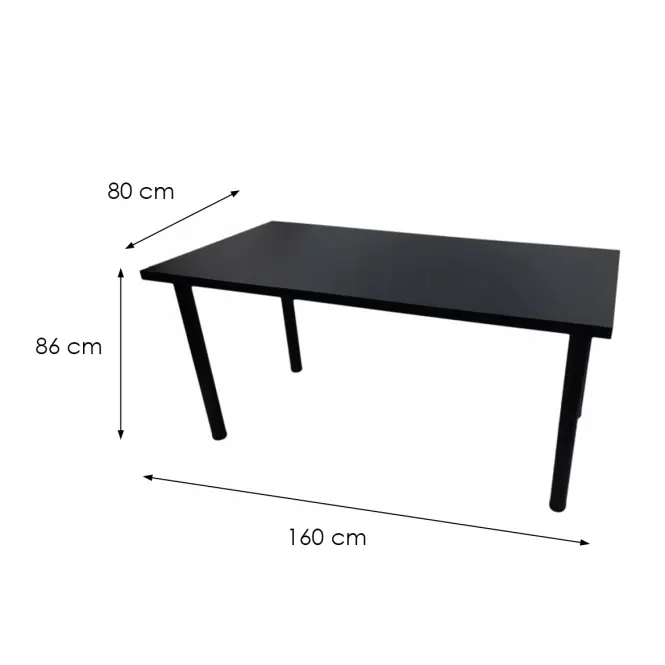 Písací Stôl Top Čierna 160x80x3,6 Model 0,3