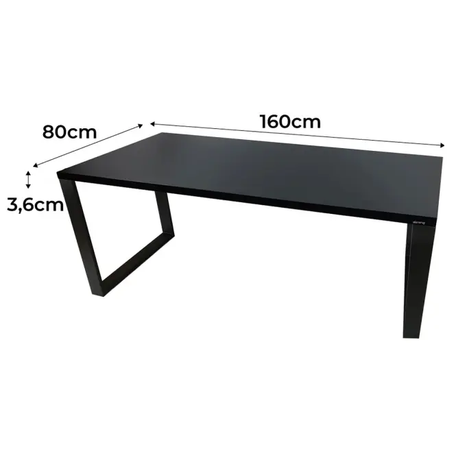 Písací Stôl Top Loft Čierna 160x80x3,6 Model 0,2