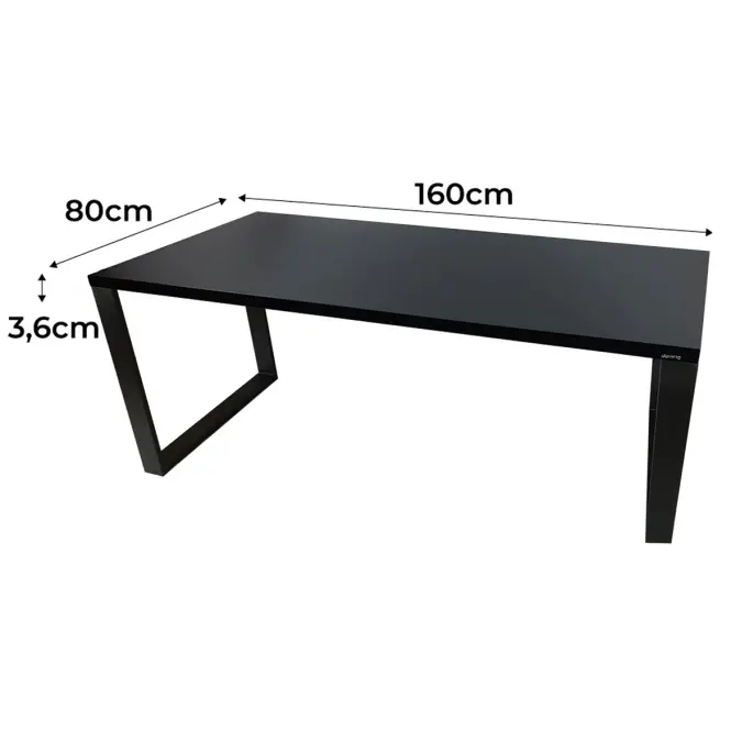 Písací Stôl Low Loft Čierna 160x80x3,6 Model 0,2
