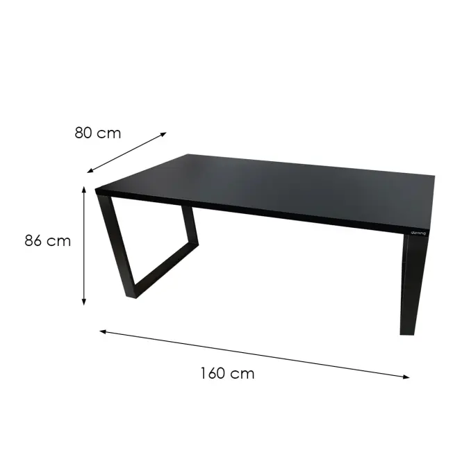 Písací Stôl Low Loft Čierna 160x80x3,6 Model 0,3