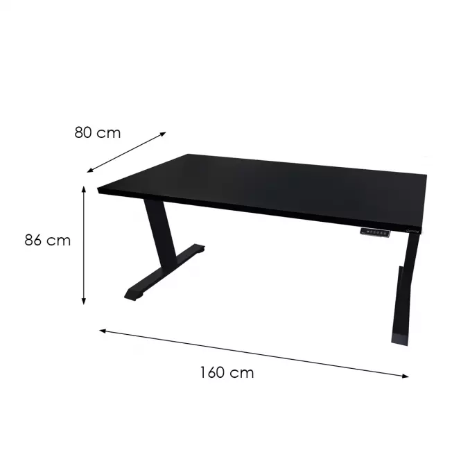 Písací Stôl Top Elektr. Čierna 160x80x3,6 Model 0,3