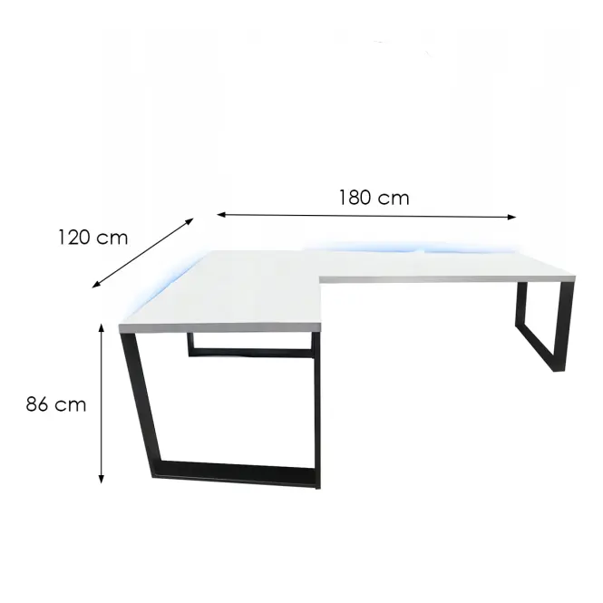 Písací Stôl Roh. Loft Top Biely 180x120x2,8 Model 1,3