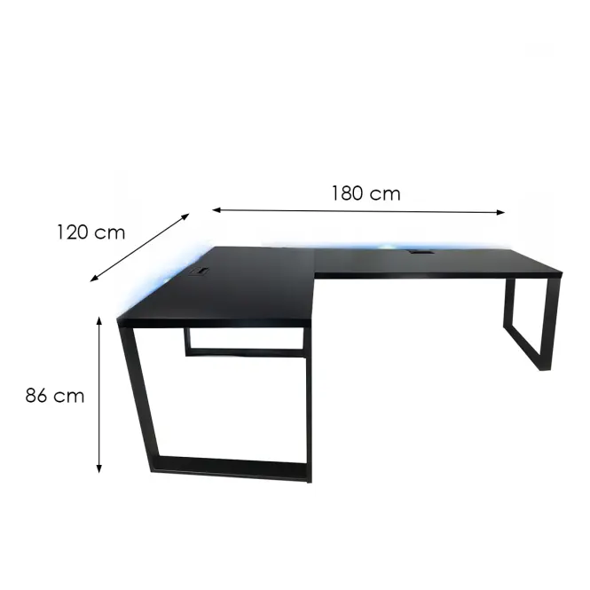 Písací Stôl Roh. Loft Top Čierna 180x120x2,8 Model 2,3