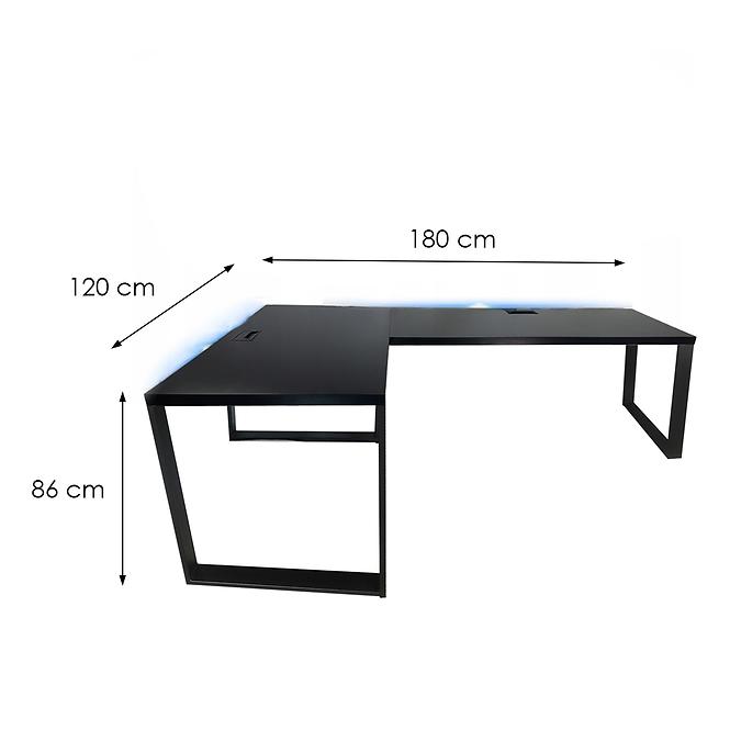 Písací Stôl Roh. Loft Top Čierna 180x120x2,8 Model 2,3