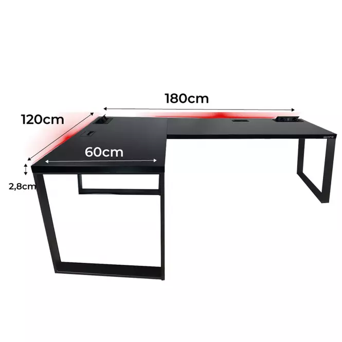 Písací Stôl Roh. Loft Top Čierna 180x120x3,6 Model 3