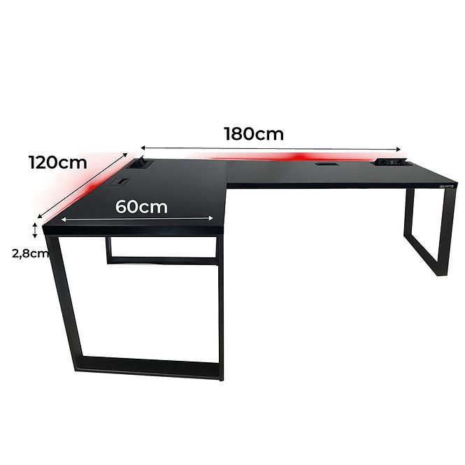 Písací Stôl Roh. Loft Top Čierna 180x120x3,6 Model 3