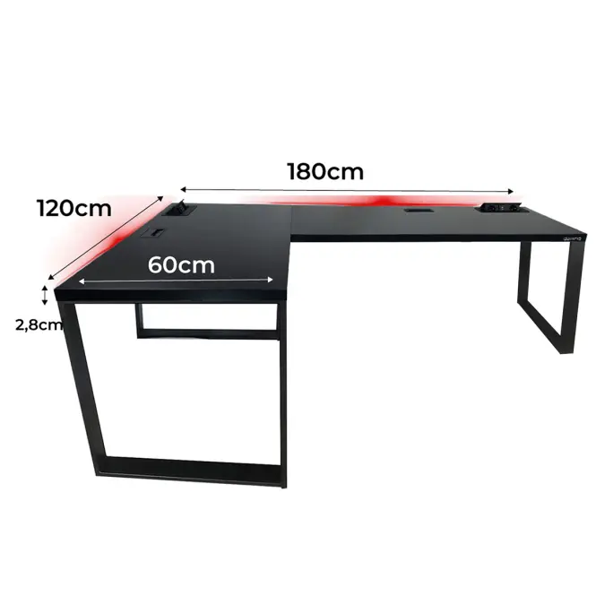 Písací Stôl Roh. Loft Top Čierna 180x120x3,6 Model 3,2