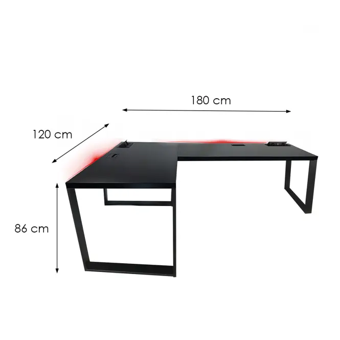 Písací Stôl Roh. Loft Top Čierna 180x120x3,6 Model 3,3