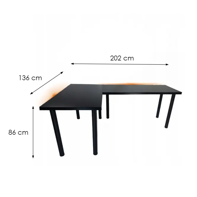 Písací Stôl Roh. Top Čierna 202x136x2,8 Model 1,3