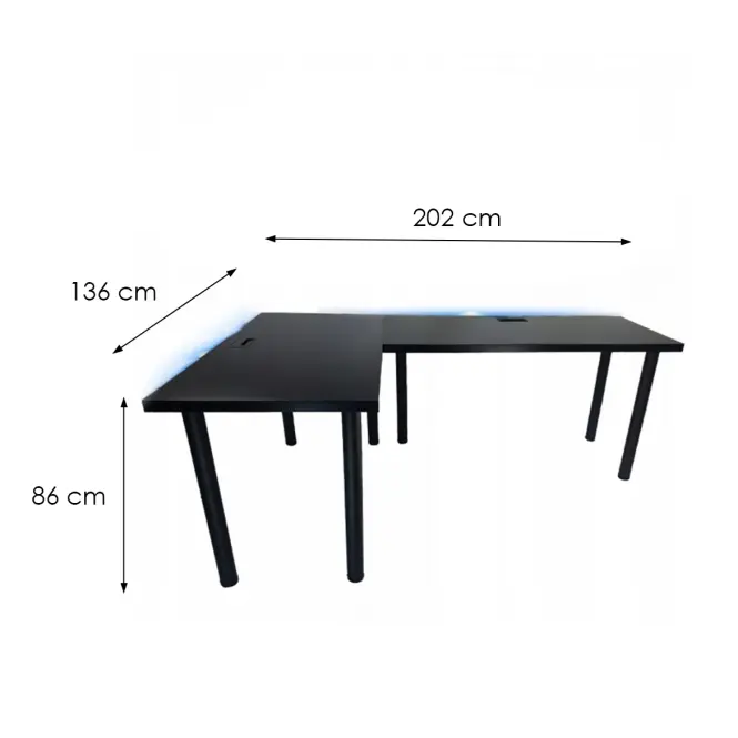 Písací Stôl Roh. Top Čierna 202x136x2,8 Model 2,3