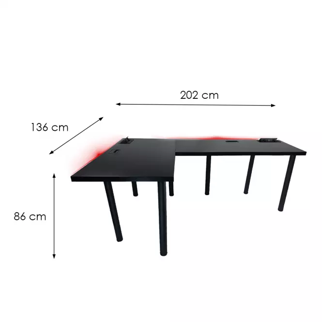 Písací Stôl Roh. Top Čierna 202x136x3,6 Model 3