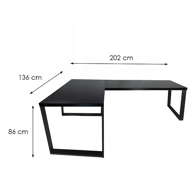 Písací Stôl Roh. Loft Top Čierna 202x136x2,8 Model 0