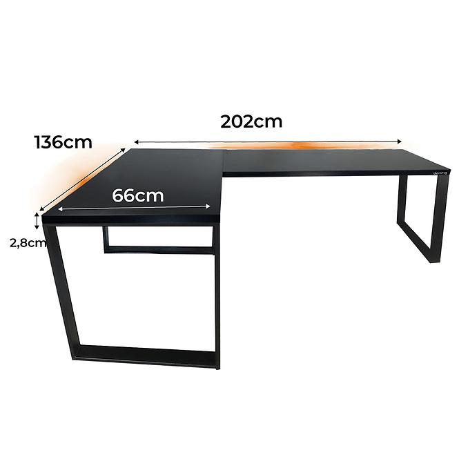 Písací Stôl Roh. Loft Top Čierna 202x136x2,8 Model 1