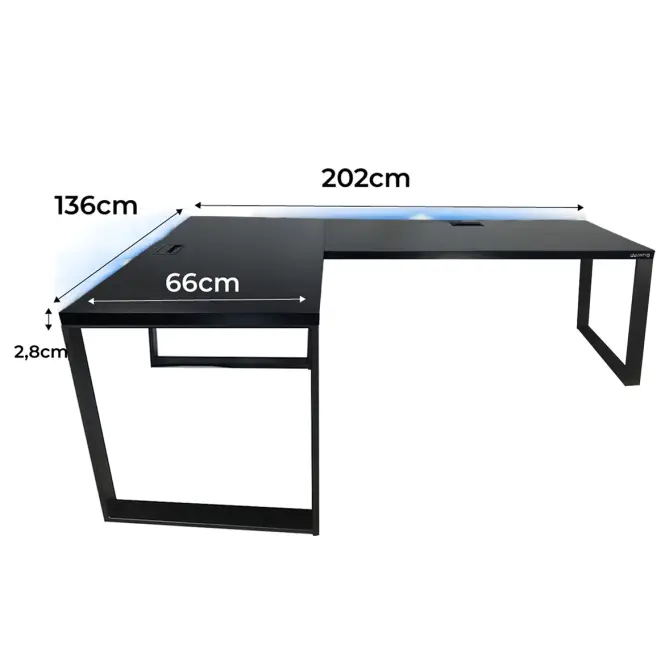 Písací Stôl Roh. Loft Top Čierna 202x136x2,8 Model 2,2