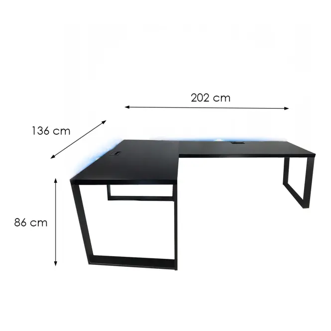 Písací Stôl Roh. Loft Top Čierna 202x136x2,8 Model 2,3