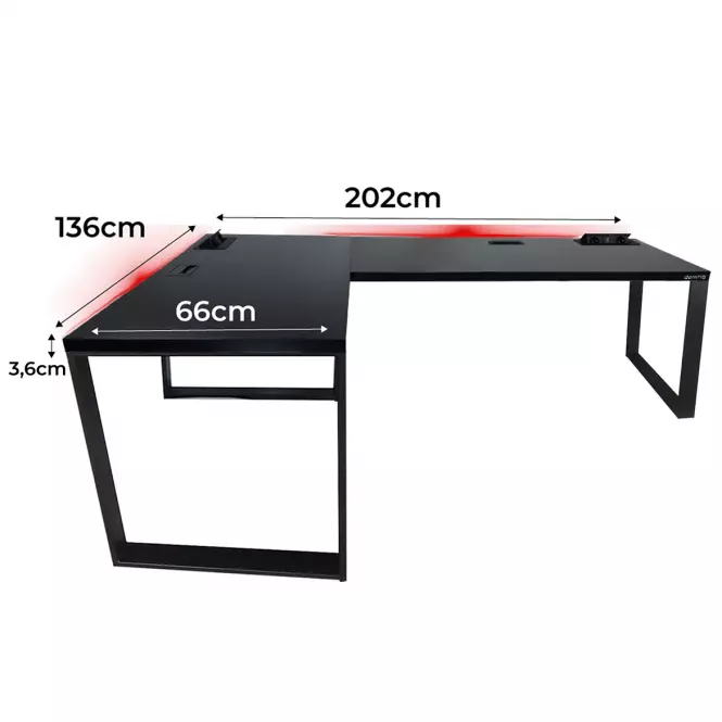 Písací Stôl Roh. Loft Top Čierna 202x136x3,6 Model 3