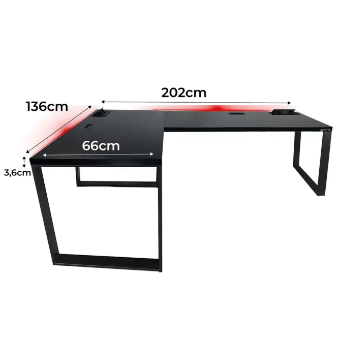 Písací Stôl Roh. Loft Top Čierna 202x136x3,6 Model 3,2