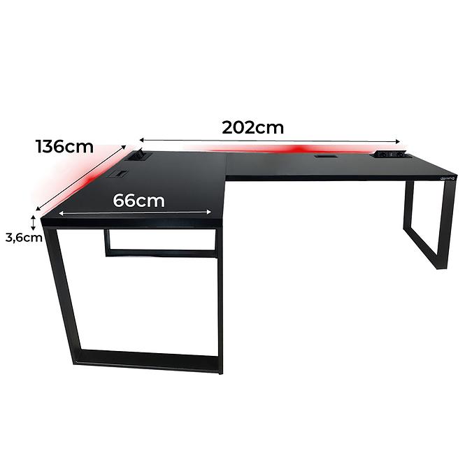Písací Stôl Roh. Loft Top Čierna 202x136x3,6 Model 3,2