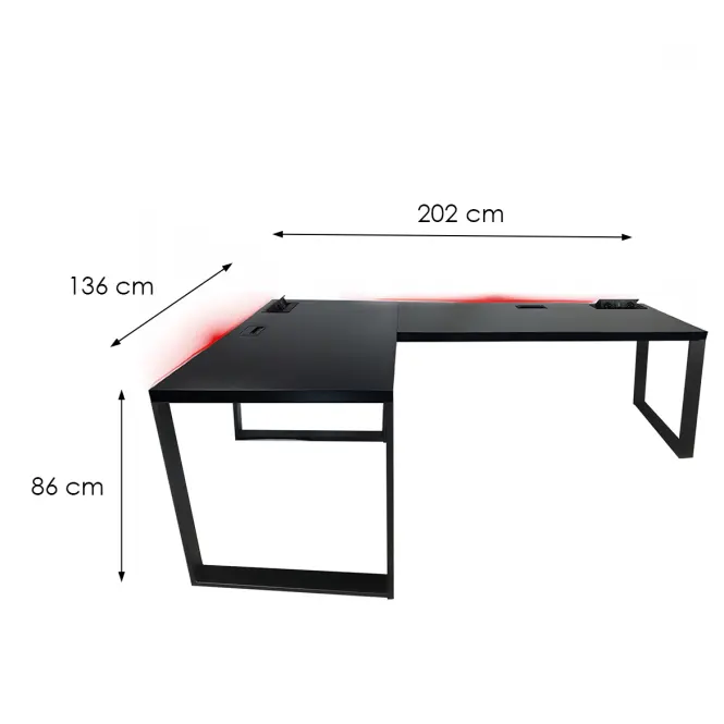 Písací Stôl Roh. Loft Top Čierna 202x136x3,6 Model 3,3
