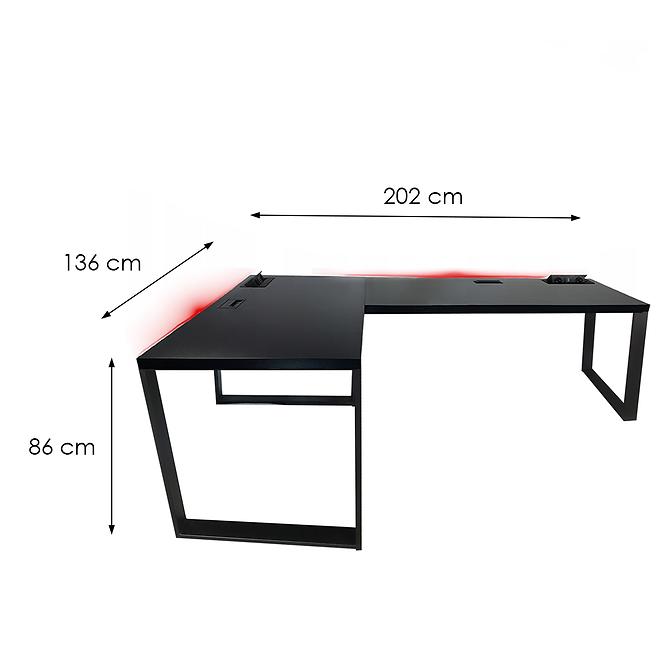 Písací Stôl Roh. Loft Top Čierna 202x136x3,6 Model 3,3