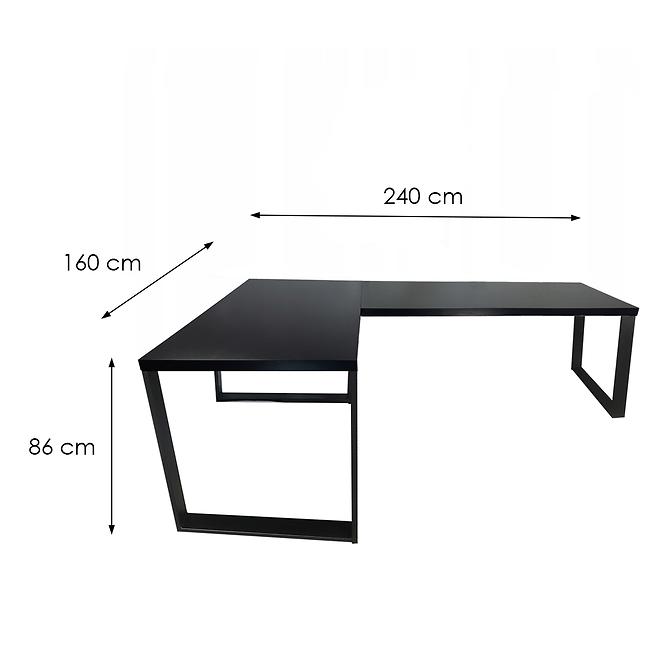 Písací Stôl Roh. Loft Low Čierna 240x160x3,6 Model 0