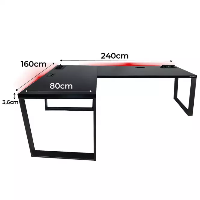 Písací Stôl Roh. Loft Top Čierna 240x160x3,6 Model 3