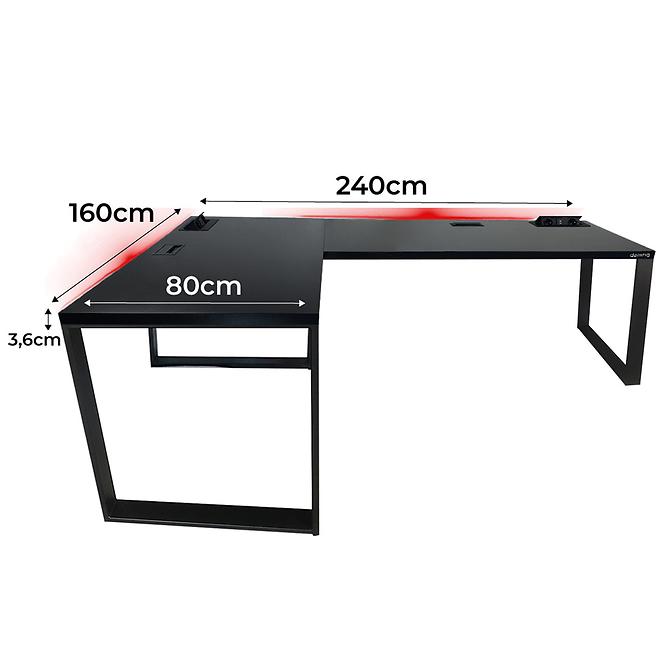 Písací Stôl Roh. Loft Top Čierna 240x160x3,6 Model 3