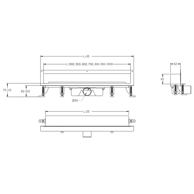 Lineárny nástenný odtok s maskovaním 700 OSS70SET,2