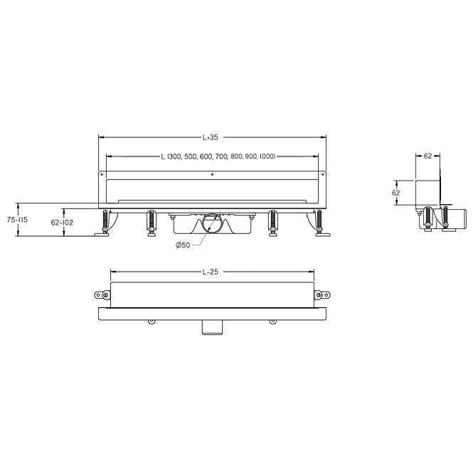Lineárny nástenný odtok s maskovaním 700 OSS70SET ,2
