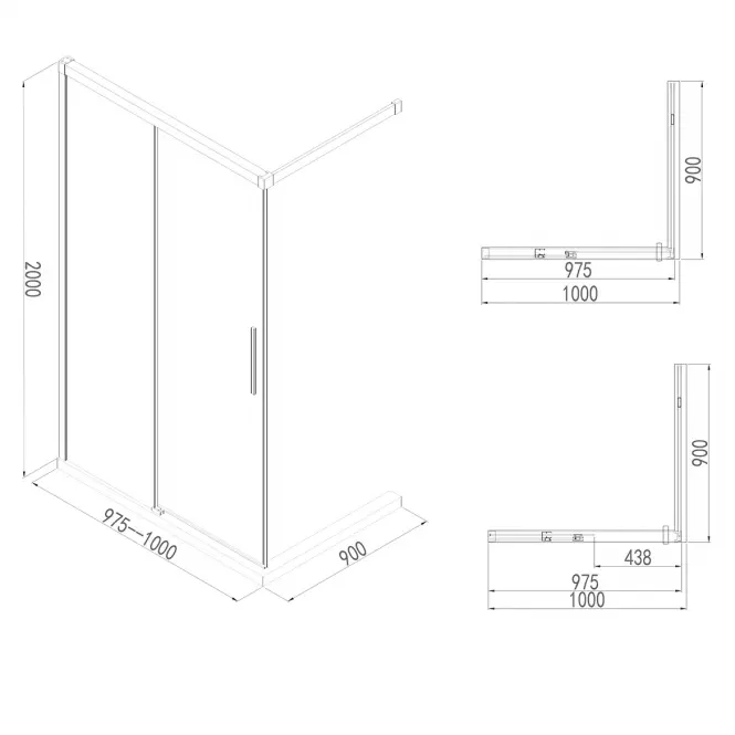Sprchová stena Walk-In Relax 100x200 chróm