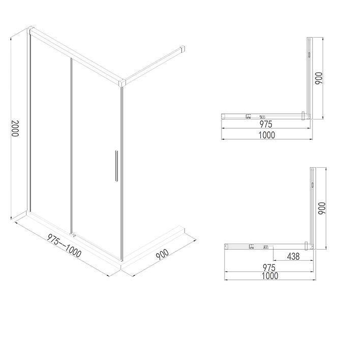 Sprchová stena Walk-In Relax 100x200 chróm