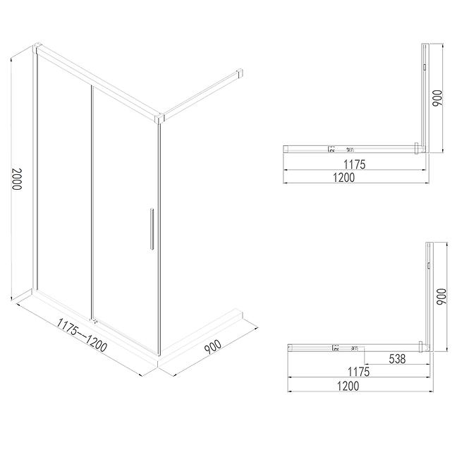 Sprchová stena Walk-In Relax 120x200 chróm,2