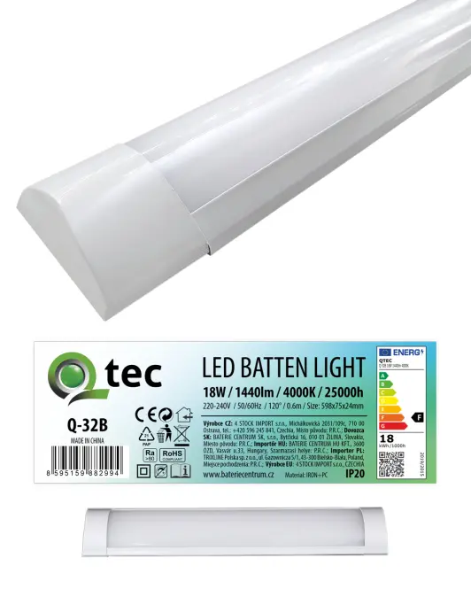 Podlinkové LED svietidlo BATTEN  biele 18W Q-32B