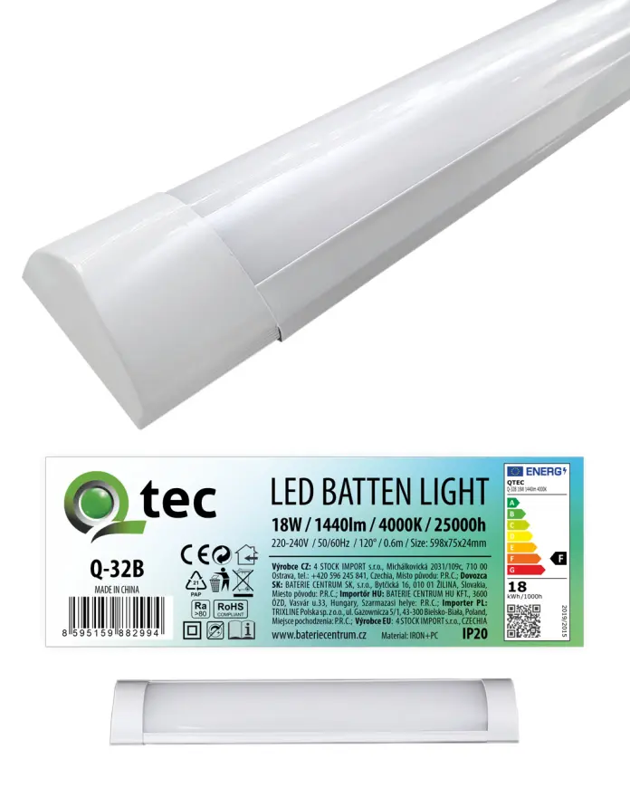 Podlinkové LED svietidlo BATTEN  biele 18W Q-32B