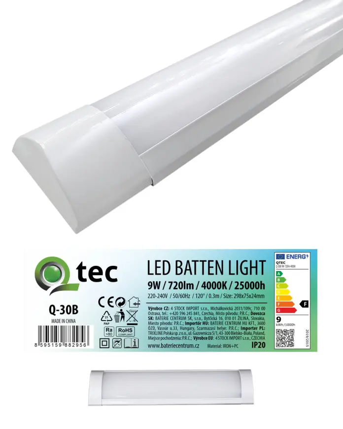 Podlinkové LED svietidlo BATTEN biele 9W Q-30B