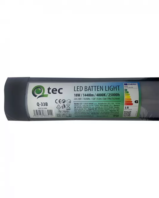 Lineárne svietidlo BATTEN LED čierne 18W Q-33B 