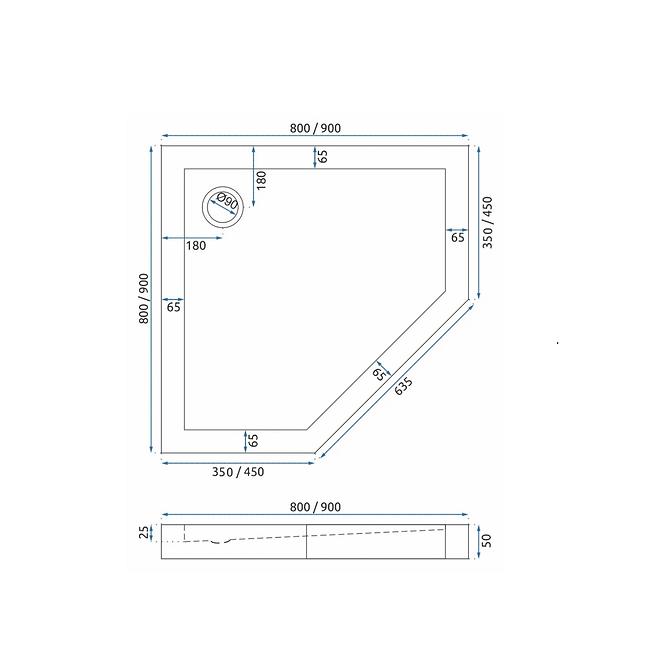 SPRCHOVÁ VANIČKA PIŤUHNÁ DIAMOND BLACK 90X90X5 K8543,2