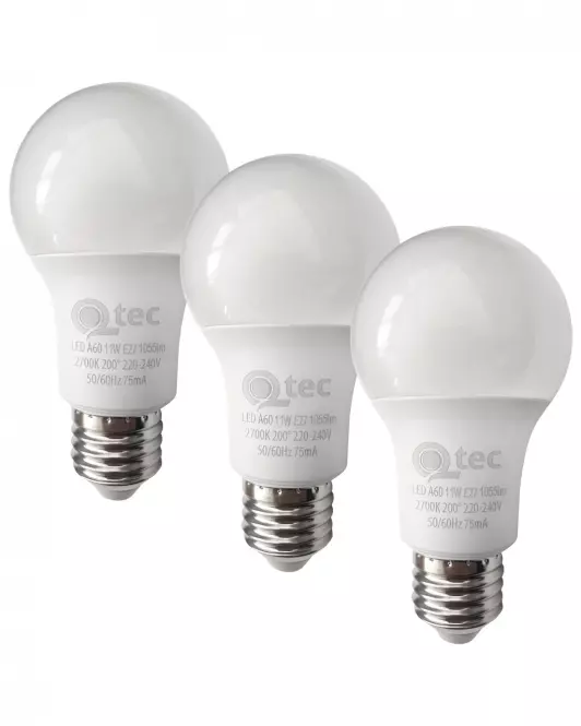 Žiarovka LED QTEC 11W A60 E27 2700K 3PACK